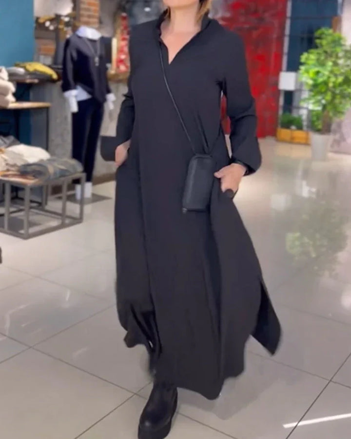 Long loose dress with side slit - Noémie