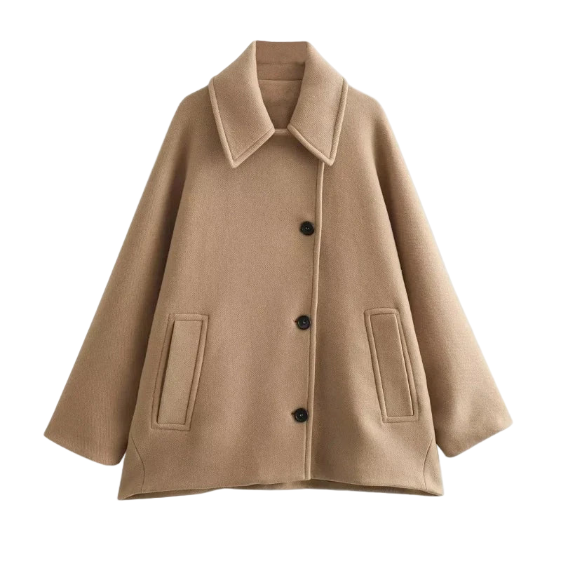 Dame overgangsjakke i oversized look med knaplukning – Selina