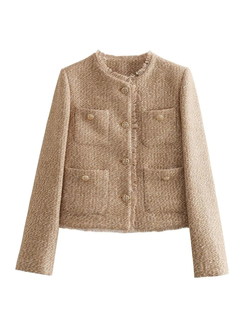 Elegant tweedjakke med guldknapper - Evelyn