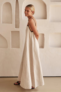 Beige summer dress with feminine silhouette – Isara