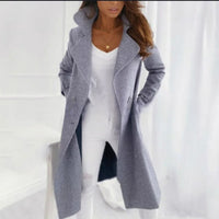 Stylish Long Women's Coat with Notched Collar - Valentina