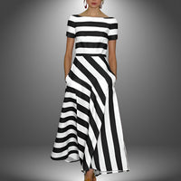 Striped & Stylish Maxi Dress with Short Sleeves – Noemi