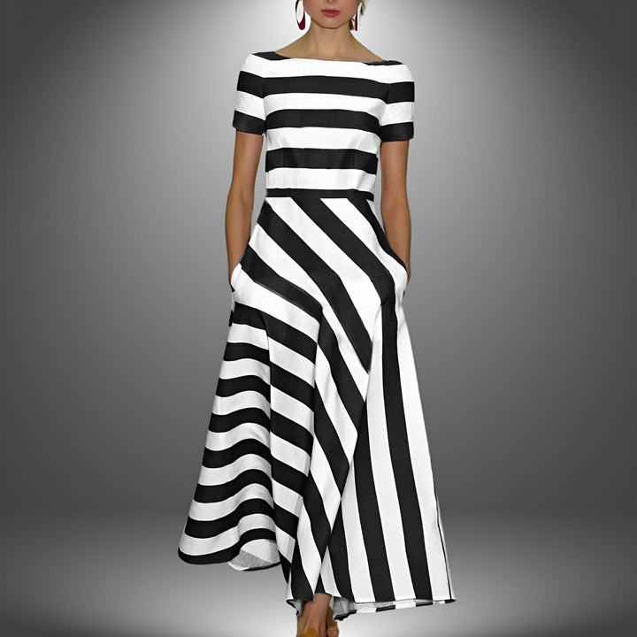 Striped & Stylish Maxi Dress with Short Sleeves – Noemi