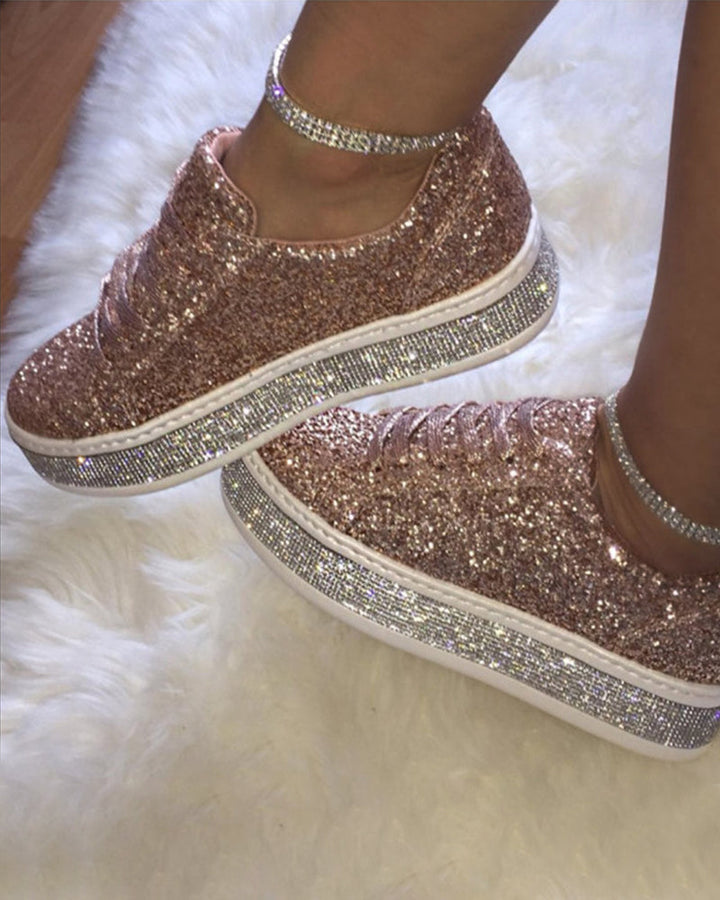 Stylish Platform Glitter Women's Sneakers - Sienna