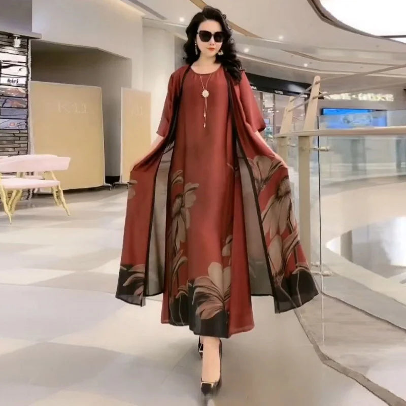 Maxi dress with straight cut and long sleeves – Yara