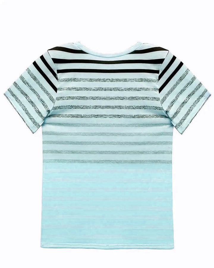 Camiseta de mujer a rayas con cuello redondo y degradado – Melia