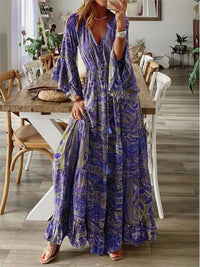 Boho maxi dress with flowing fit and details – Amira