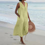 Stilvolles Leinenkleid mit V-Ausschnitt - Elara