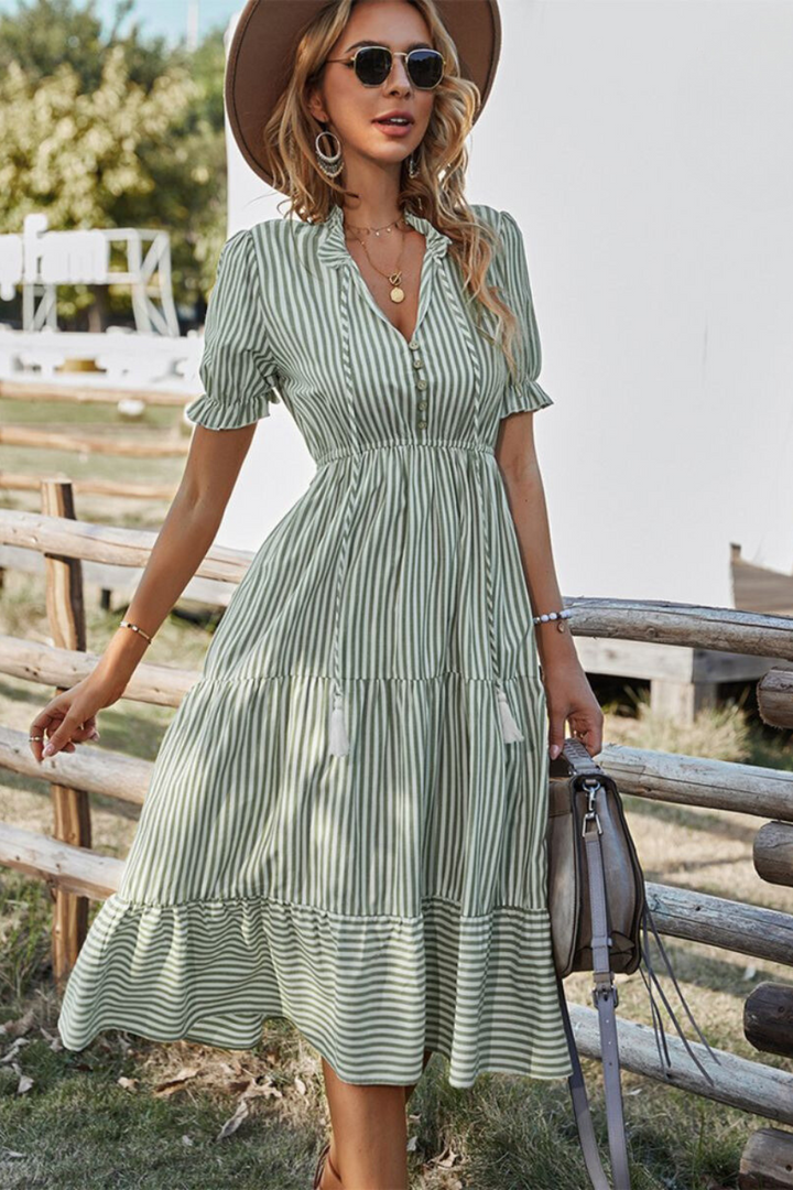 Striped Summer Midi Dress – Amira