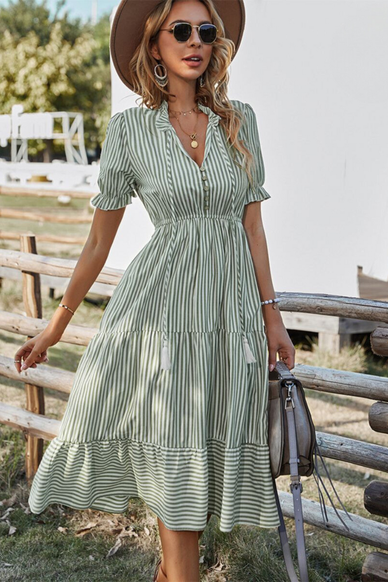 Striped Summer Midi Dress – Amira