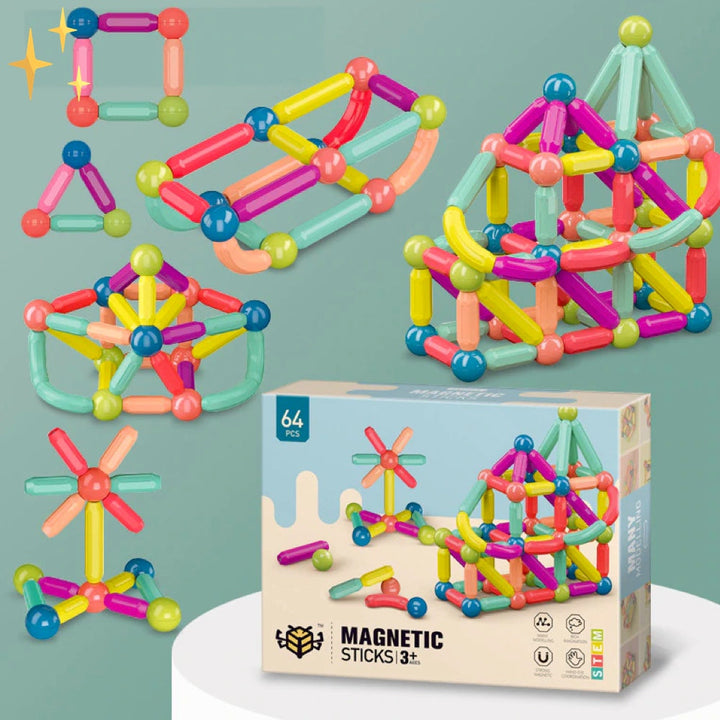 64-dele magnetiske byggeklodser - Creatix