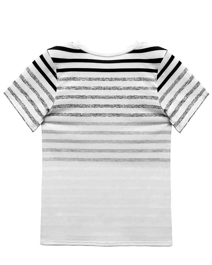 Camiseta de mujer a rayas con cuello redondo y degradado – Melia