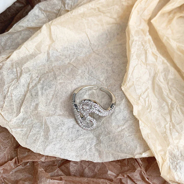 S-shaped Silver Zirconia Ring – Seraphine