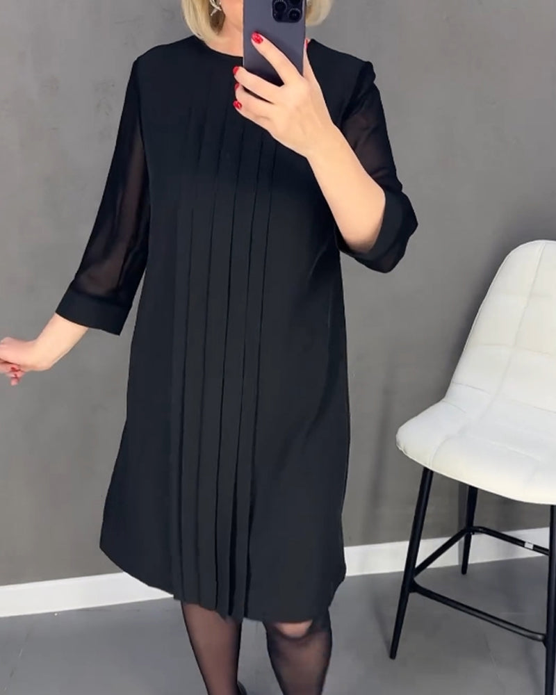 Elegant shift dress with mesh details – Gabrielle