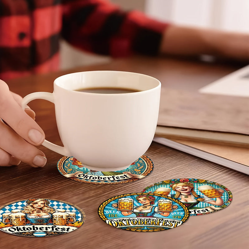 Wood Coaster Set (2×8 Pieces) – BeerGirl Oktoberfest 2025