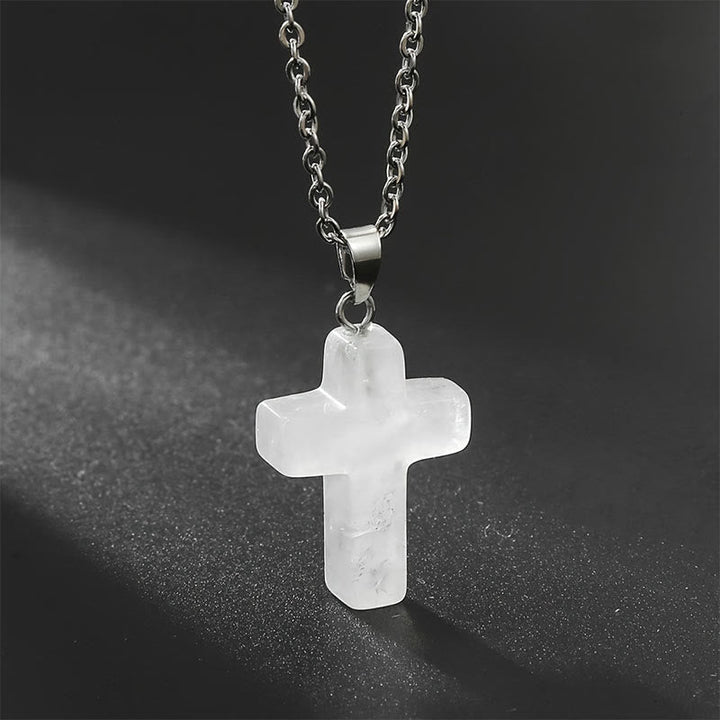 Necklace with Cross made of Natural Gemstones – Seraphina