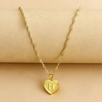 Golden Initial Heart Pendant Necklace - Amara