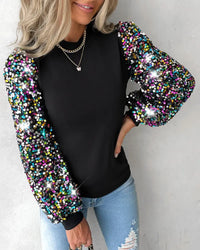 Trendy damebluse med farvede ballonærmer - Lorena