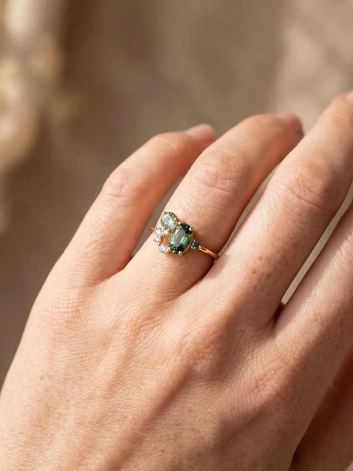 Natural Peridot with Zircon Ring – Selene