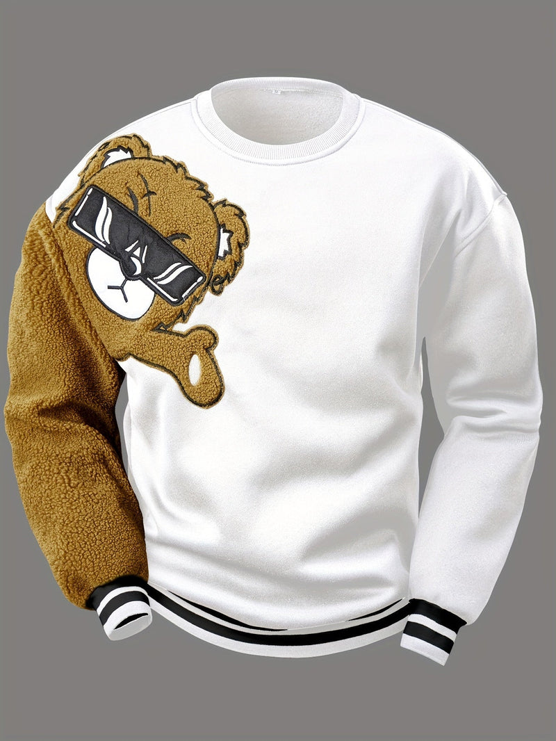 Men's Sweatshirt with Embroidered Cartoon Bear - Jasper