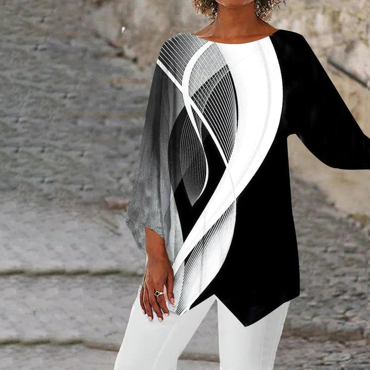 Stylish Geometric Long-Sleeve Tunic - Aurora