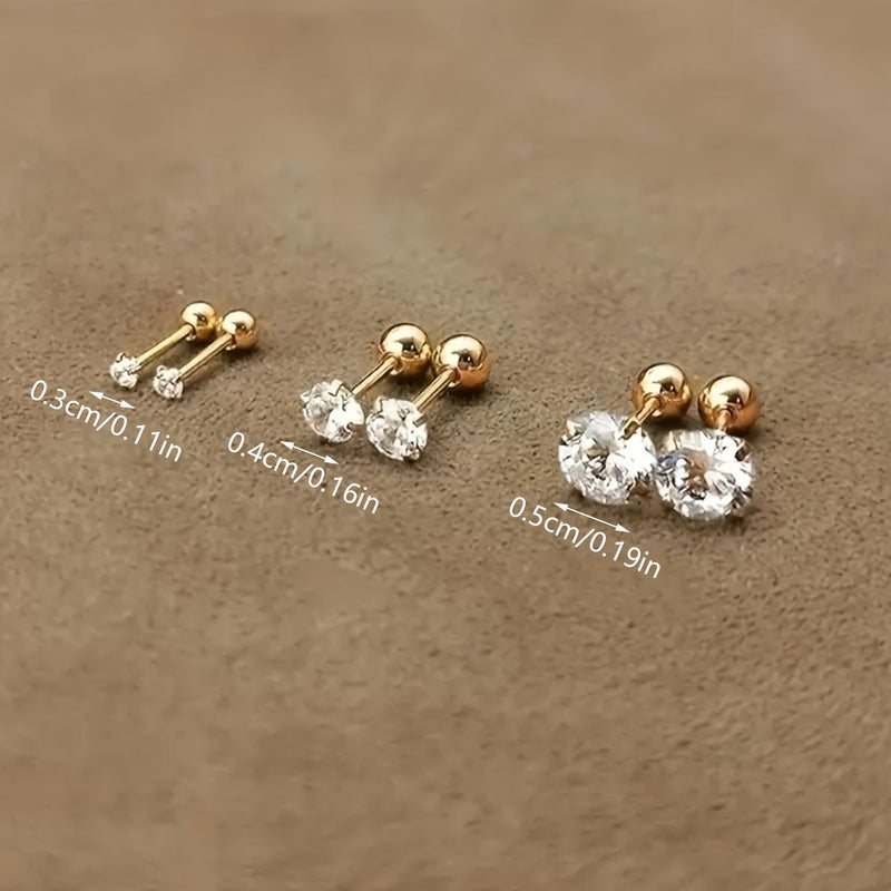 Stylish Cubic Zirconia Stud Earrings made of Titanium Steel - Lumen
