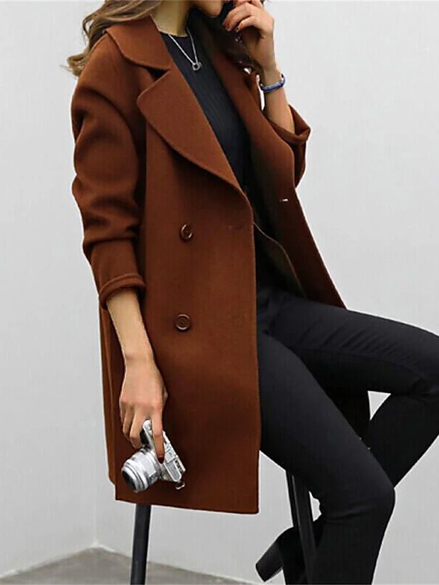 Women's tailored wool coat with high collar – Aurelia