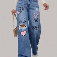 Jeans de mujer con estampado de corazón y grafiti - Lotte
