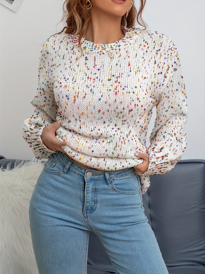 Knitted women's sweater with confetti print – Noa