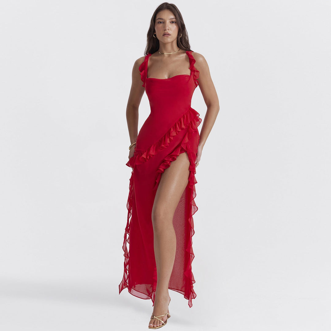 Trendiges Maxikleid mit Rüschen & Chiffon für den Sommer – Amira