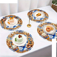 4 pieces round wooden placemats with Oktoberfest motifs – BreznPlatzSet Oktoberfest 2025