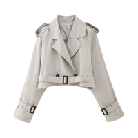 Trendy kort dame trenchcoat med bælte – Amelie