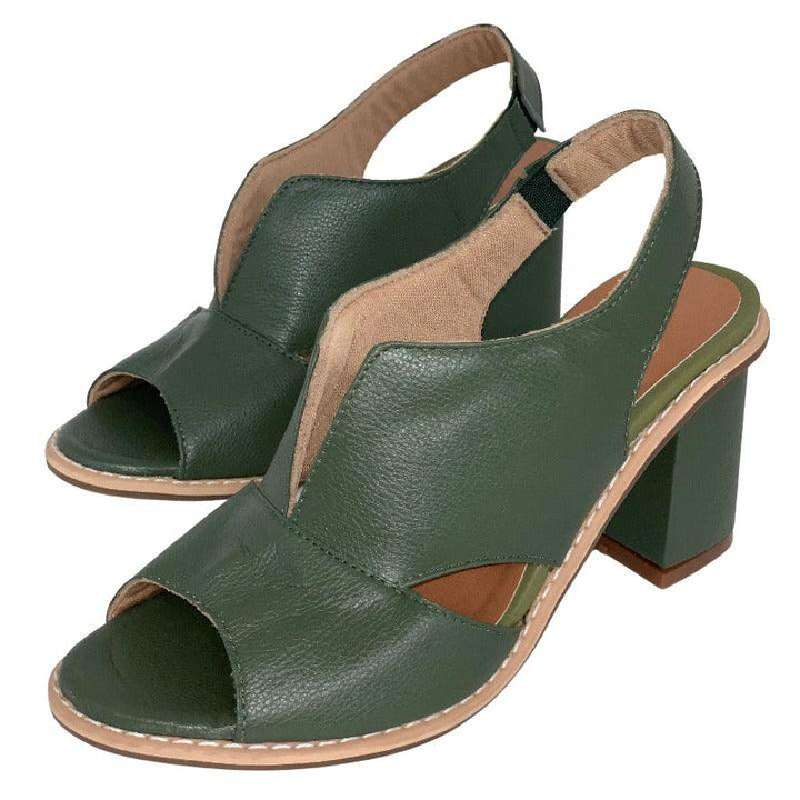 Sandalias de cuero para mujer con tacón y plantilla cómoda – Selina