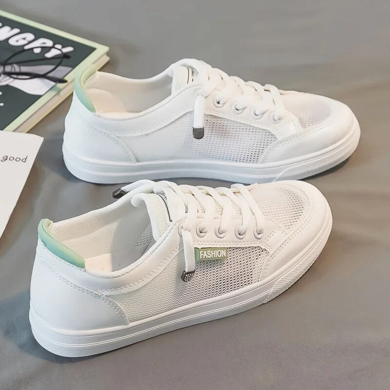 Zapatillas blancas para mujer con parte superior de malla – Elena