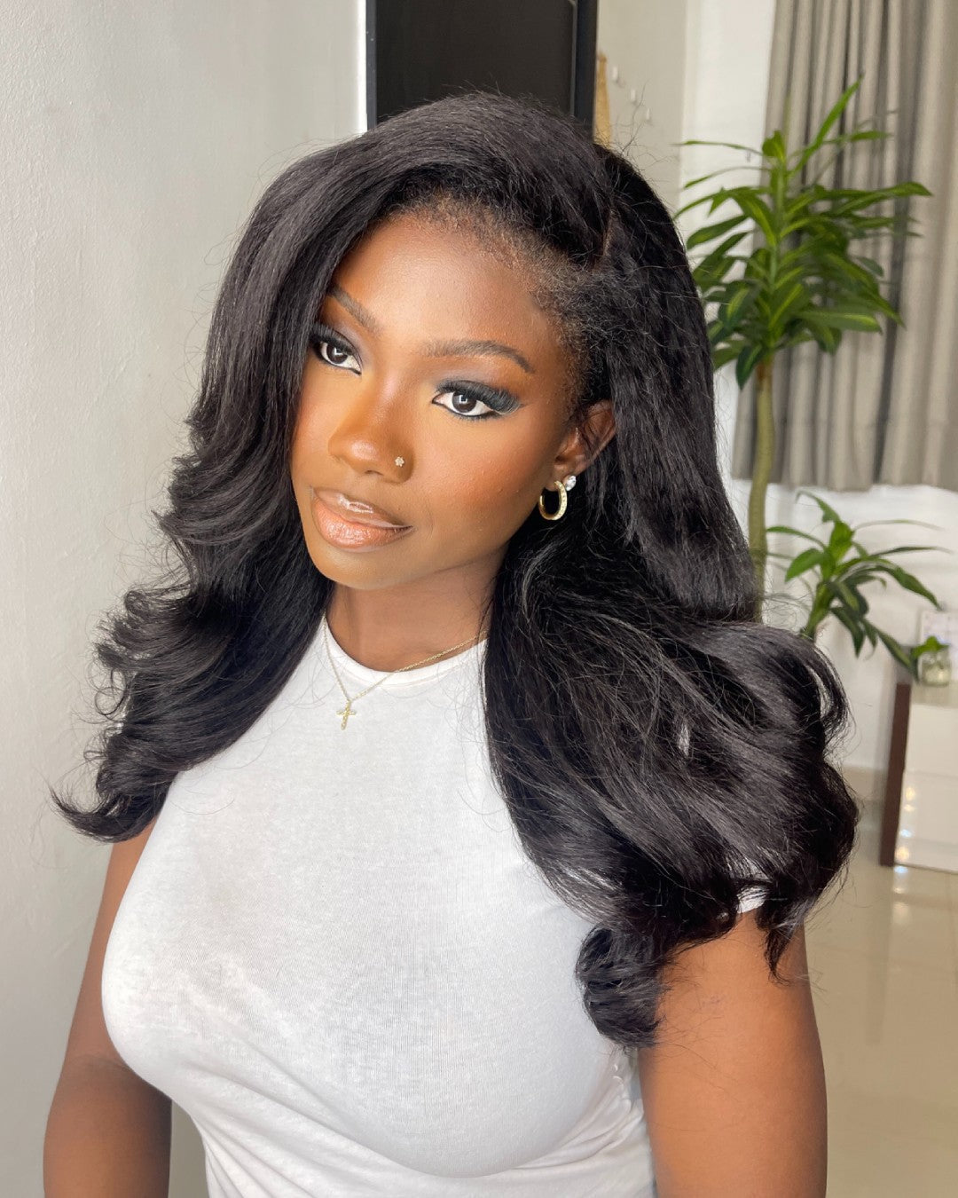 Black HD Lace Wig with Body Wave & Curly Hairline – Amara