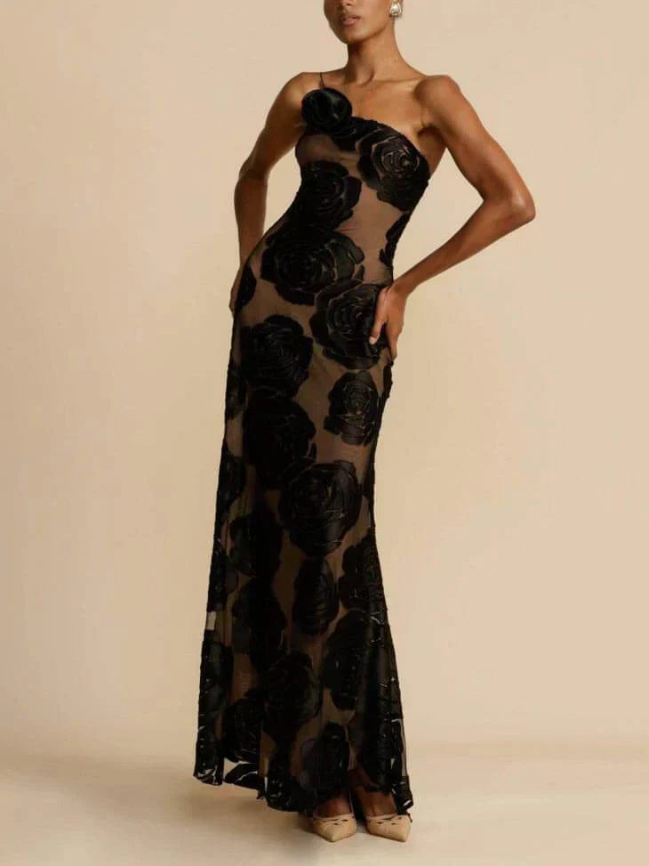 Off-shoulder maxi dress with jacquard pattern – Maila