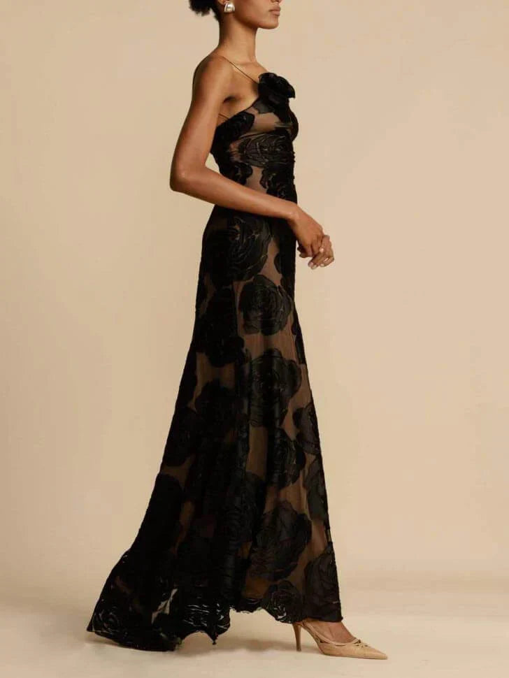 Off-shoulder maxi dress with jacquard pattern – Maila