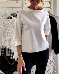 Blusa de otoño para mujer con cuello alto y mangas 3/4 – Mireille