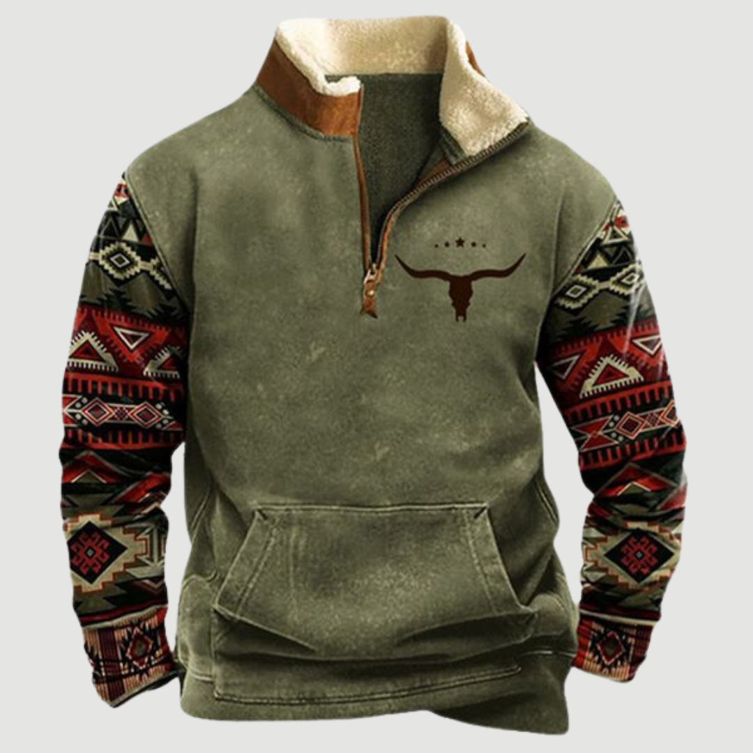 Vintage fleece vinterpullover med lynlås til herrer - Felix
