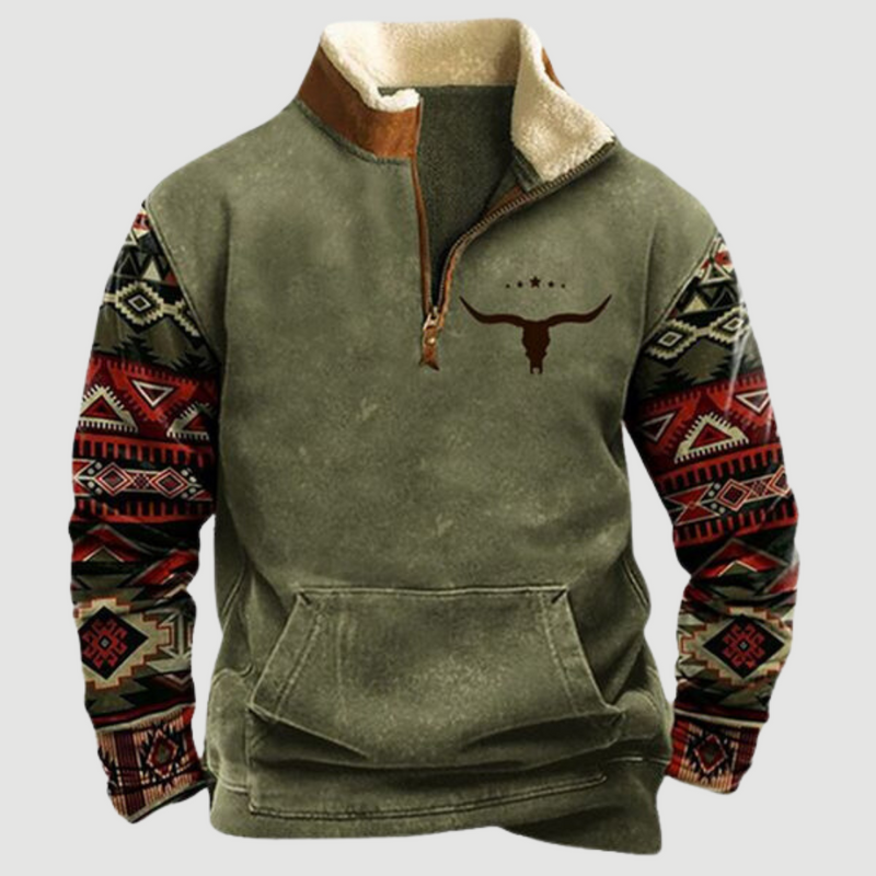 Vintage fleece vinterpullover med lynlås til herrer - Felix