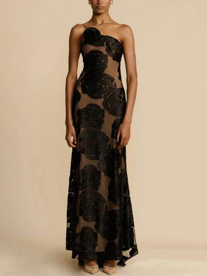 Off-shoulder maxi dress with jacquard pattern – Maila