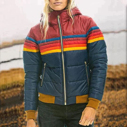 Colorful quilted jacket for women with hood – Ylva