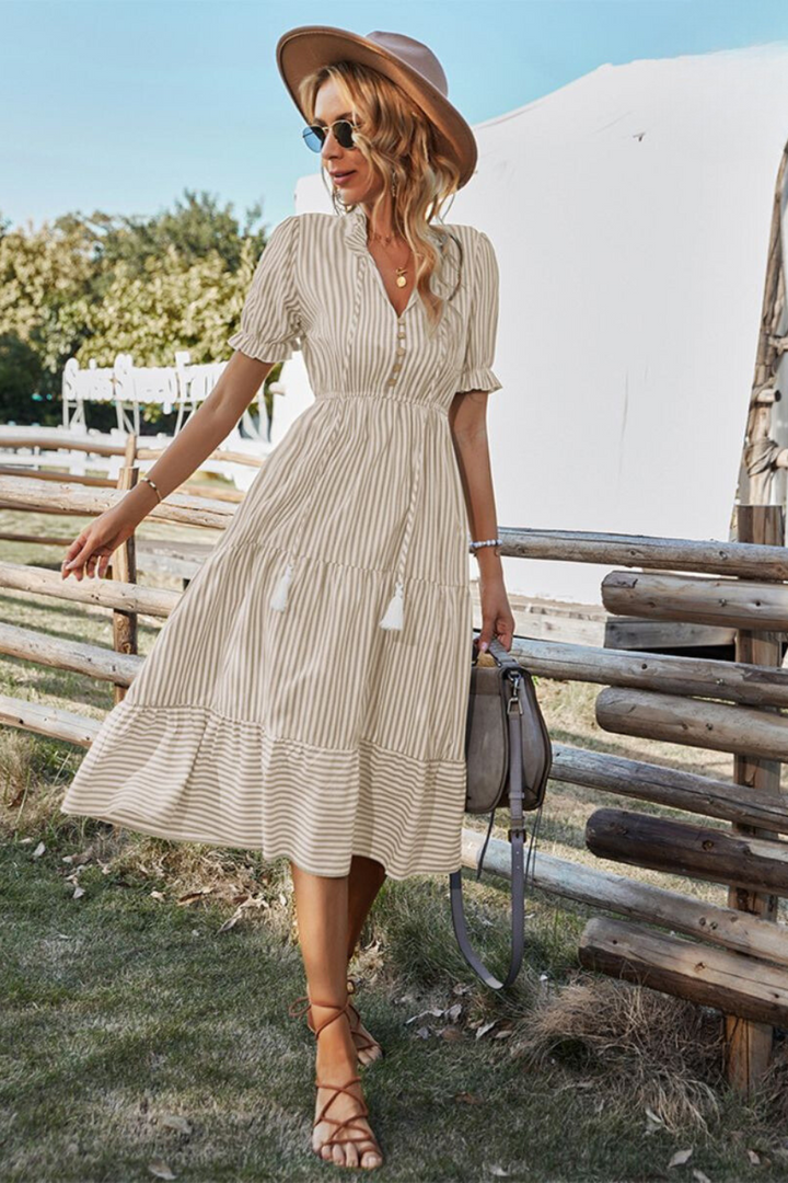 Striped Summer Midi Dress – Amira