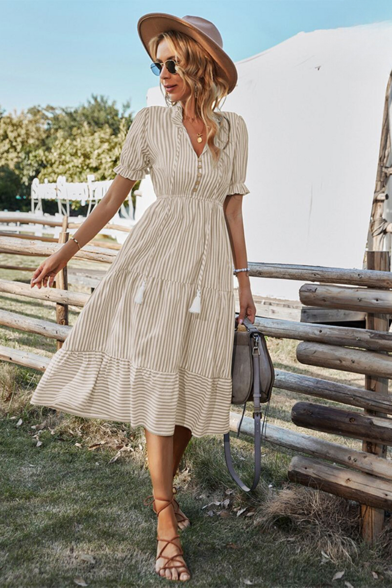 Striped Summer Midi Dress – Amira