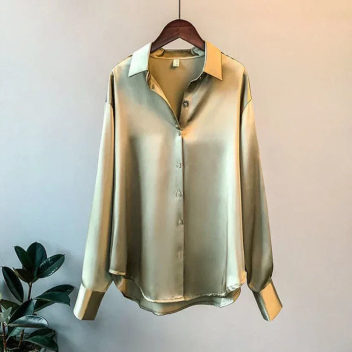 Stilig sateng damebluse - Elina