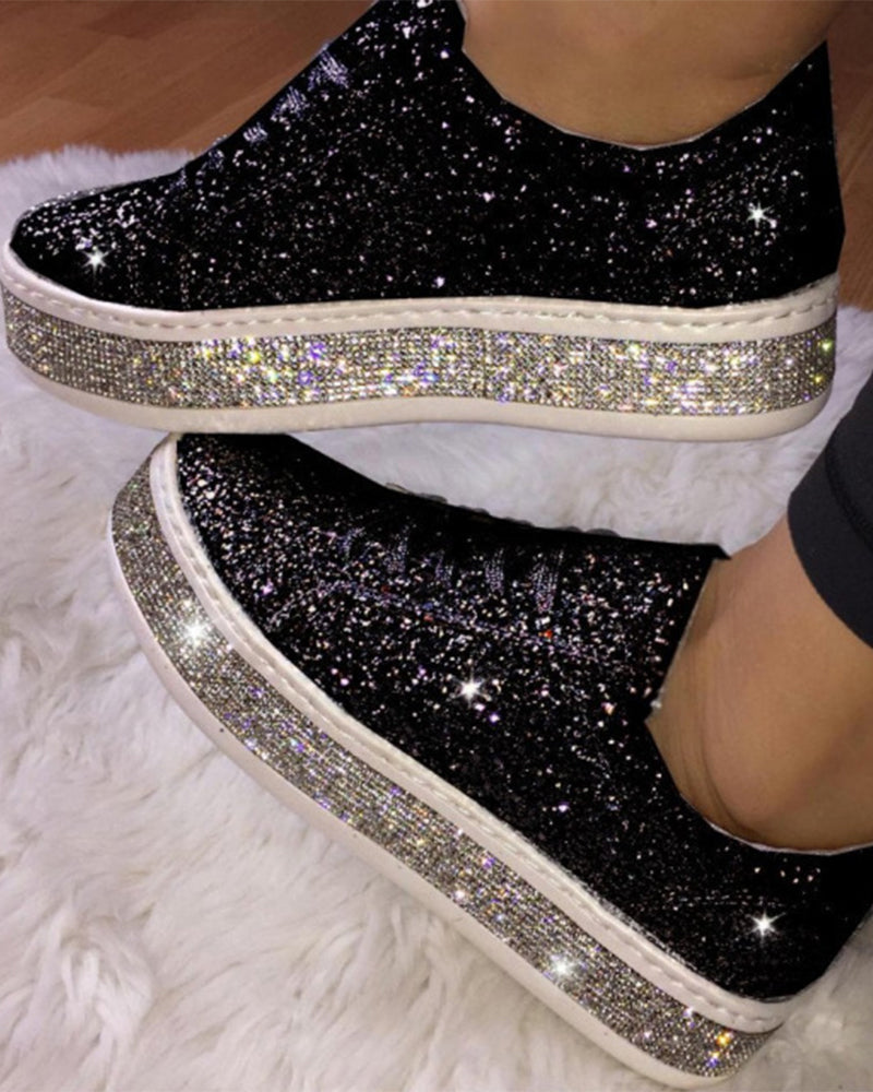 Stylish Platform Glitter Women's Sneakers - Sienna