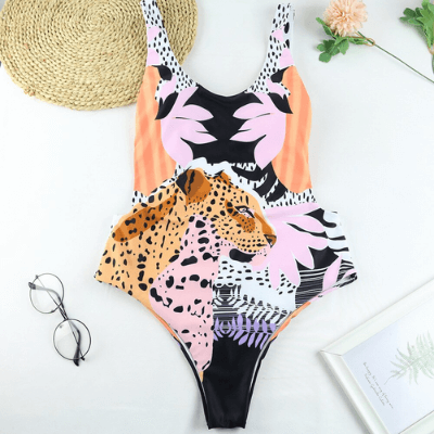 Stylish One-Piece Swimsuit with Animal Print for Women - WildWelle