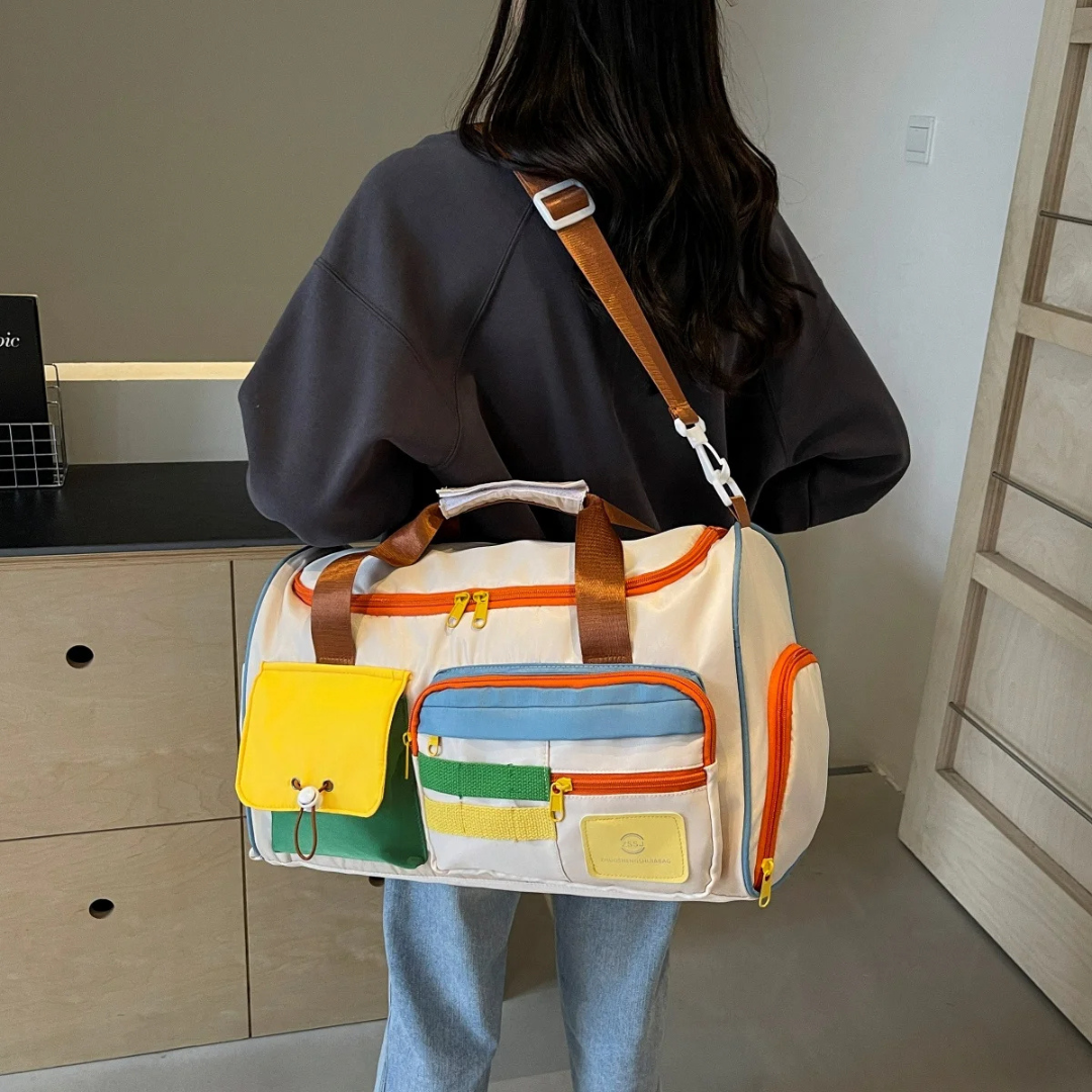 Lightweight Duffel Bag with Color Blocks - FlexaBag
