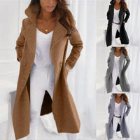 Stylish Long Women's Coat with Notched Collar - Valentina