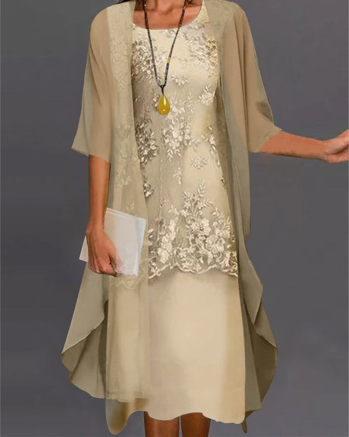Elegant Two-Piece Chiffon Dress – Viviana